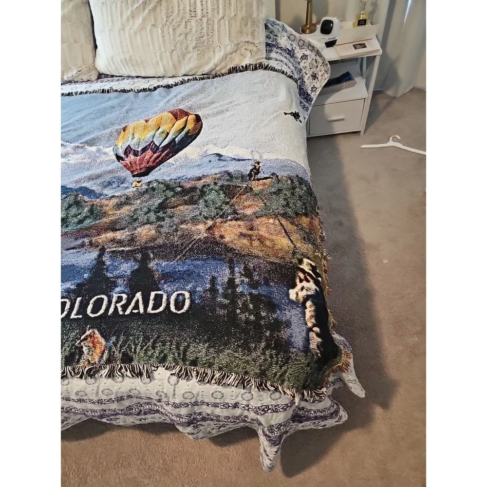 PETERSON AFB AIR FORCE BASE COLORADO COTTON WOVEN THROW BLANKET‎ RARE